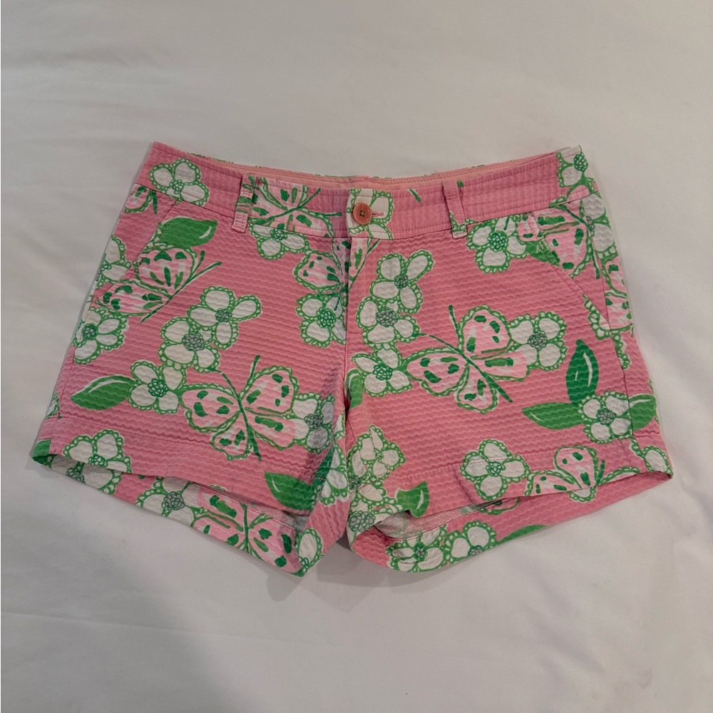 Lilly Pulitzer Pink and Green Floral High Waist Shorts